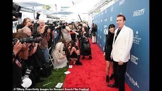 Nicolas Cage 60 beams at wife Riko Shibata 29 while being honored at Newport Beach Film Festival [upl. by Palila]