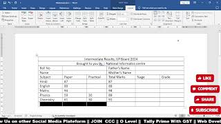 MARKSHEET in MS Word [upl. by Nilad]