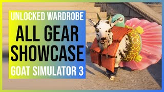 Goat Simulator 3 All Gear Showcase  Wardrobe Items Goats Heads Bodies Backs Feet Fur Horns [upl. by Eeramit]