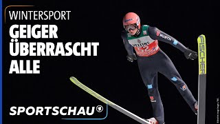 Skispringen Geiger gewinnt Auftakt der Vierschanzentournee in Oberstdorf  Sportschau [upl. by Scheld]