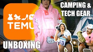 TEMU  CAMPING amp TECH GEAR UNBOXING  HELLO KITTY OODIE [upl. by Elakram]