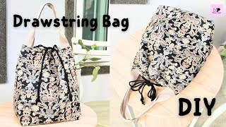 DIY Drawstring Tote Bag Tutorial  Drawstring Lunch Bag Tutorial [upl. by Ettenna]