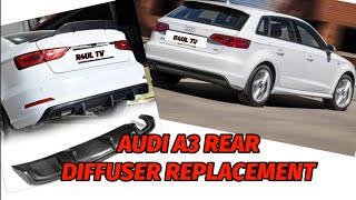 AUDI A3REAR DIFFUSER REPLACEMENTAFTER MARKET 2015 [upl. by Eekorehc648]