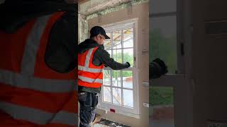 Installation upvc glass vertical sliding top hung sash window upvc upvcwindow windowinstall [upl. by Airyk]