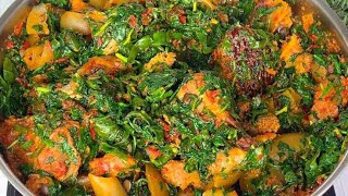 Best Nigerian Vegetable Soup with Ugu and Water Leaves Edikang Ikong Soup Recipe [upl. by Hannavas]