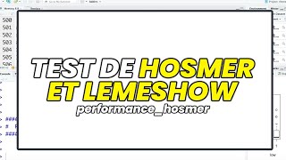 Faire le Test de HosmerLemeshow sur R performancehosmer [upl. by Peterec]