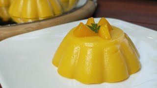 NO GELATIN NO AGARAGAR NO SUGAR  MANGO PUDDING Using Overripe Mangoes  Easy MANGO DESSERT [upl. by Anilatsyrc]