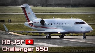 Swiss Bombardier Challenger 650 at RAF Northolt  HBJSF [upl. by Terti864]