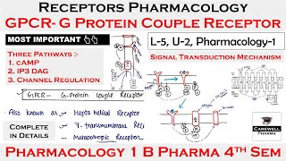 GPCR  G Protein Couple Receptors  cAMP IP3DAG Channel  L5 U2  Pharmacology 4th Semester [upl. by Adnohsar]