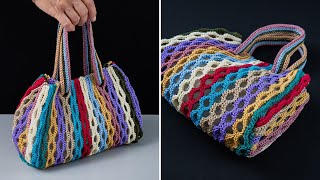 How to crochet a multicolor bag from yarn scraps easily Miarti🧶 [upl. by Ysteb385]