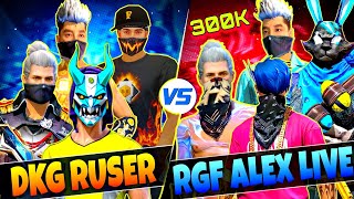 DKG RUSER VS RGF ALEX LIVE  4 vs 4 Custom Free Fire V Badge Youtubers [upl. by Constantino851]