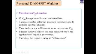 Lec 6 P Channel D MOSFET [upl. by Hudgens392]