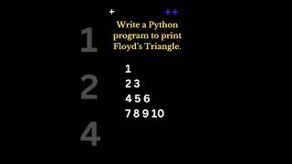 Floyds triangle using pythonInterview questionpython3 coding pythonforbeginners [upl. by Annauj]