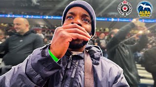 American Fan Experiences SERBIAN Basketball INSANE Atmosphere Partizan vs Alba Berlin [upl. by Ayifa]