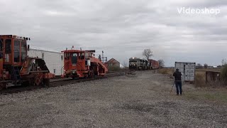 Deleware Ohio NS Intermodal train w locomotives 4712 1030 9778 goes by M O W equipment [upl. by Coppinger917]