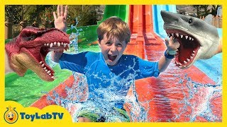 Jurassic Park Dinosaur Toys amp Water Fun Kids Outdoor Activities with Surprise Toy Dinosaurs [upl. by Eeryn425]