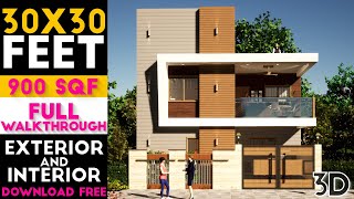 Small Space 30 By 30 Feet House Design With 2 Bedroom  Plan22 [upl. by Ardnossak514]