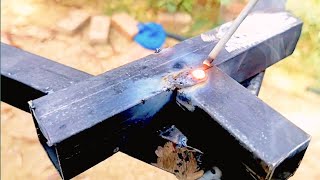 Welders Secret Technique on Thin Metal stick welding thin square tube [upl. by Shaper638]