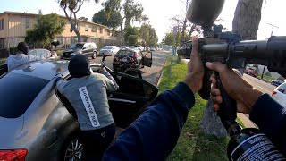 PAINTBALL WAR IN THE HOOD COPS WERE CALLEDFt Tippman Tmc Paintball Gun [upl. by Berty]