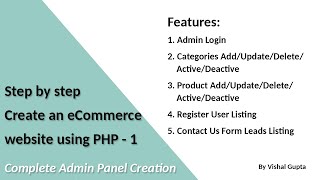 Step by step create an eCommerce website using PHP  Part 1 Complete Admin Panel Creation [upl. by Essilem457]