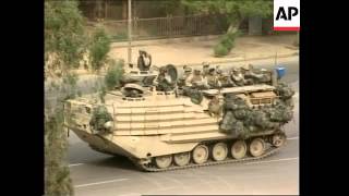 GWT WRAP US tanks roll into central Baghdad outside Palestine Hotel [upl. by Freyah954]