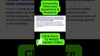 University Interview Questions and Answers  Pass Your University Admission Interview [upl. by Gereron605]