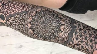 Mandala with geometric tattoo half sleeve 2 days Timelapse [upl. by Aserret326]