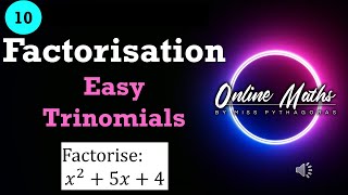 Grade 10 Factorisation L3 Trinomials Easy  Mathematics [upl. by Adnerol]