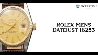 Mens Rolex TwoTone 18KSS Datejust Watch with Gold Champagne Dial 16253 [upl. by Mairim545]