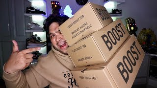 WHERE TO BUY CHEAP LEGIT YEEZYS UNDER RETAIL TRIPLE YEEZY UNBOXING [upl. by Cirenoj]