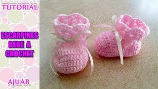 DIY como tejer escarpines botitas patucos para bebe a crochet ganchillo AJUAR [upl. by Rogerg617]