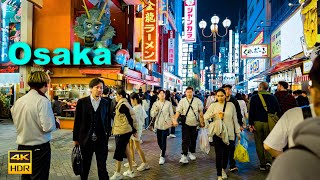 Osaka Japan Walking Tour  Busy Night at Dotonbori  4K HDR [upl. by Derwon]