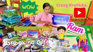 Unboxing Cradle Ceremony and Half Saree Function Gifts 🎁  Crazy Kruthika  Vaidhik Ram SisBro [upl. by Watson916]