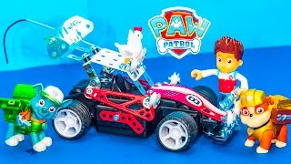 Paw Patrols Rocky Builds a Remote control Car with Rubble Toys [upl. by Ylim]