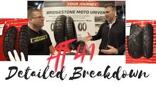 New Bridgestone Battlax AT41 Adventure Touring Tire Detailed Breakdown  80 Street  20 Dirt [upl. by Iraam]