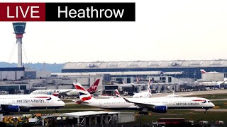 🔴London Heathrow Airport Live Crosswind Landings Emirates Dubai A380 British Airways A350 [upl. by Akirdnwahs]