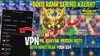 SOLO RANK MUSUH GAMPANG  CARA PUSH RANK MUSUH GAMPANG PAKAI VPN MOBILE LEGENDS SEASON 34 [upl. by Eeryt]