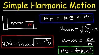 Energy In a Simple Harmonic Oscillator  Maximum Velocity amp Acceleration Calculations [upl. by Eronaele]