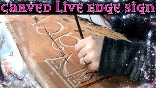 Carved Live Edge Wooden Sign  Engraved Wooden Sign DIY [upl. by Tallu]