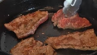 PanGrilling Thin Steaks  Steak Recipes [upl. by Werner]