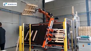 Fabricación de palets mediante mesa clavadora y robot apilador  Enesval [upl. by Munford]