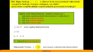 Monotoniczność funkcji liniowej a współczynnik kierunkowy  Matfiz24pl [upl. by Westbrook]