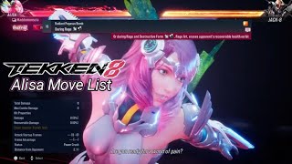 Alisa Move List  TEKKEN 8 Release Version [upl. by Leahciam381]