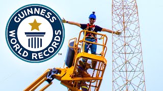 Building The Largest Popsicle Stick Tower with Manual do Mundo  Guinness World Records [upl. by Proctor]