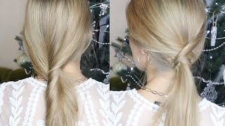 2 ПРОСТЫХ СПОСОБА СДЕЛАТЬ ХВОСТ БЕЗ РЕЗИНКИ  PONYTAIL WITHOUT HAIR TIE TUTORIAL [upl. by Pownall347]