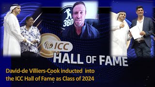 ICC Hall of Fame Alastair CookNeetu David and AB de Villiers inductees 113114 amp 115 respectively [upl. by Kwon8]