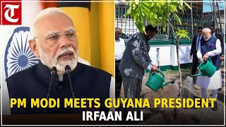 PM Modi holds delegationlevel talks with President Irfaan Ali of Guyana plants tree during visit [upl. by Viguerie]