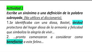 Artículo expositivo comprensión oral Texto quotVentajas de ser gato en el antiguo Egiptoquot y act 14 [upl. by Cortie]