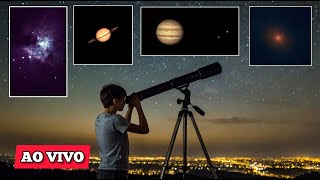 Ao Vivo  Galáxia de Andrômeda Saturno Júpiter Estrelas e Nebulosa com Telescópio [upl. by Sucramaj]