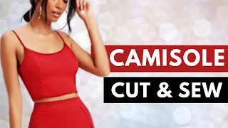 HOW TO MAKE A CAMISOLE  Cutting amp Stitching  Spaghetti Strap Top  DIY Chemise  Cami Top Tutorial [upl. by Eisseb]